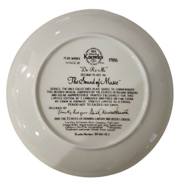 Vintage 1986 The Sound of Music Collector’s Plate Do-Re-Mi Edwin Knowles Box/COA - Picture 2 of 6